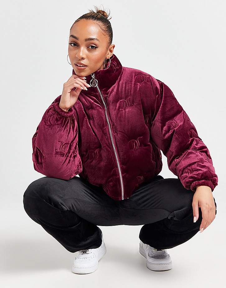 Juicy Couture All Over Print Velour Padded Jacket